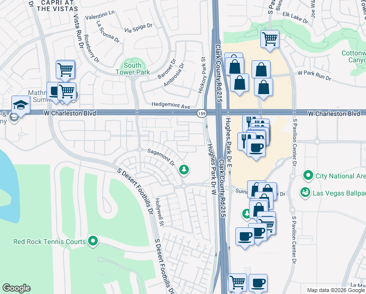 map of restaurants, bars, coffee shops, grocery stores, and more near 11323 Gravitation Drive in Las Vegas