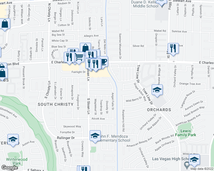 map of restaurants, bars, coffee shops, grocery stores, and more near 5969 Hickory Nut Avenue in Las Vegas