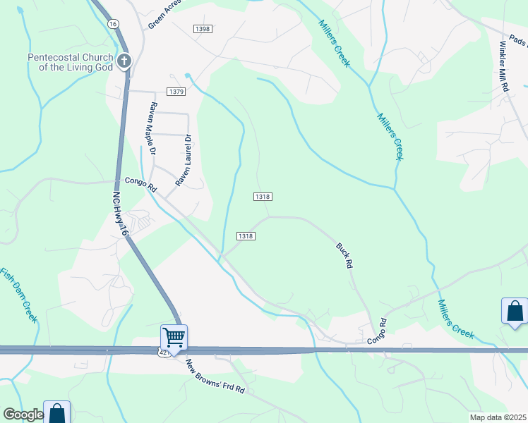 map of restaurants, bars, coffee shops, grocery stores, and more near 142 Governor Stokes Road in Wilkesboro