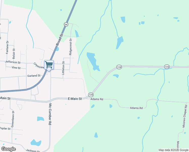 map of restaurants, bars, coffee shops, grocery stores, and more near 193 Tennessee 124 in Greenfield