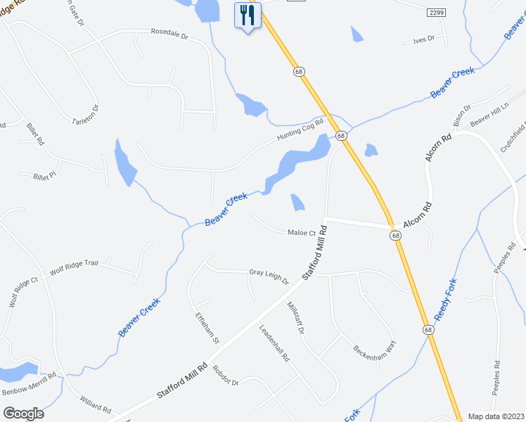 map of restaurants, bars, coffee shops, grocery stores, and more near 8322 Maloe Court in Oak Ridge