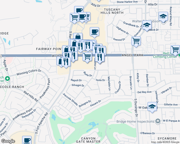map of restaurants, bars, coffee shops, grocery stores, and more near 8817 Pavia Drive in Las Vegas