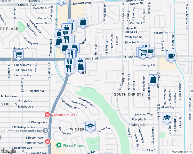 map of restaurants, bars, coffee shops, grocery stores, and more near 5353 Hollow Brook Avenue in Las Vegas