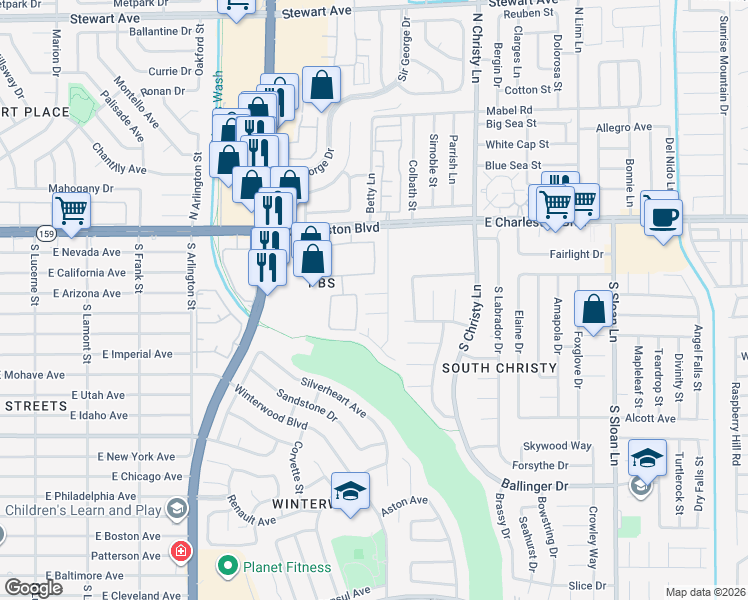 map of restaurants, bars, coffee shops, grocery stores, and more near 5353 Hollow Brook Avenue in Las Vegas