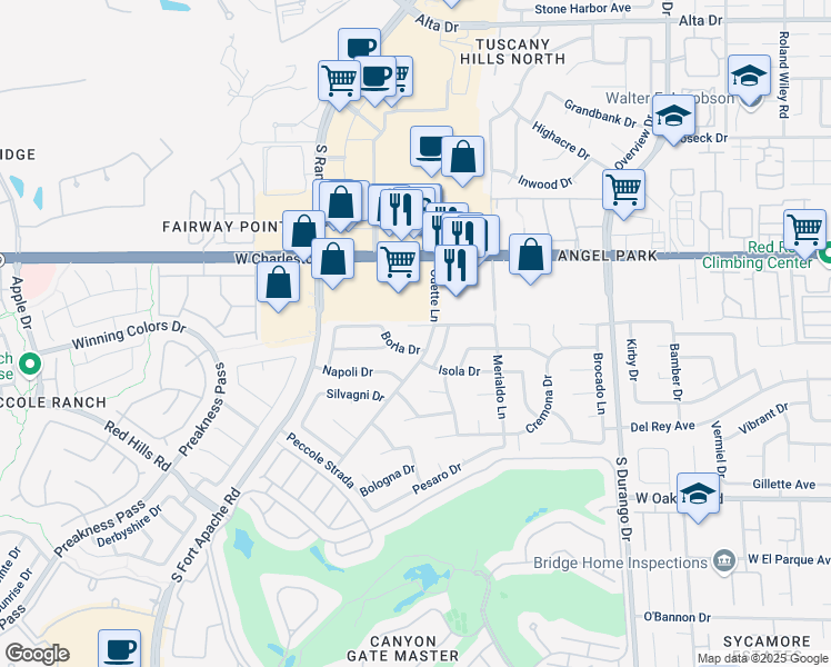 map of restaurants, bars, coffee shops, grocery stores, and more near 8813 Pavia Drive in Las Vegas