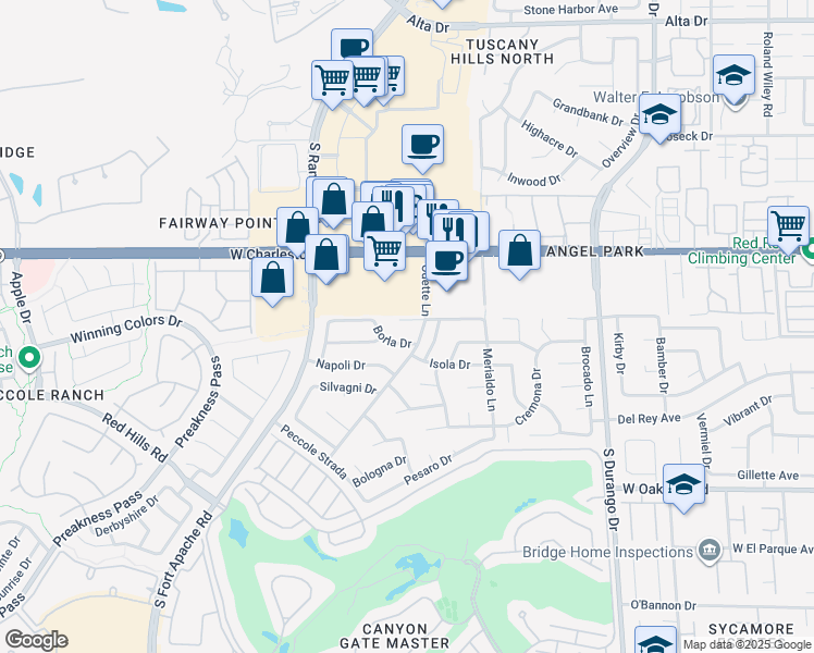 map of restaurants, bars, coffee shops, grocery stores, and more near 1416 Lucaccini Lane in Las Vegas