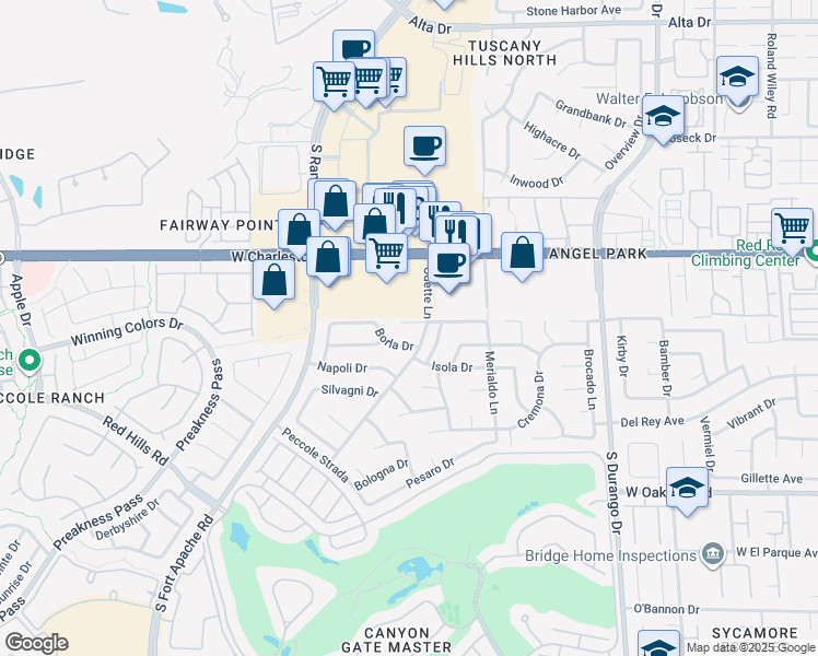 map of restaurants, bars, coffee shops, grocery stores, and more near 1416 Lucaccini Lane in Las Vegas