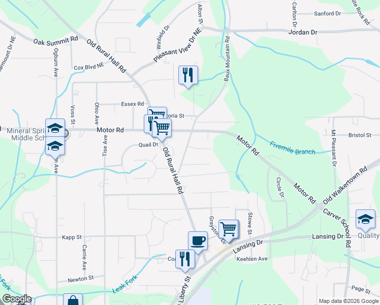 map of restaurants, bars, coffee shops, grocery stores, and more near 1328 Utopia Road in Winston-Salem