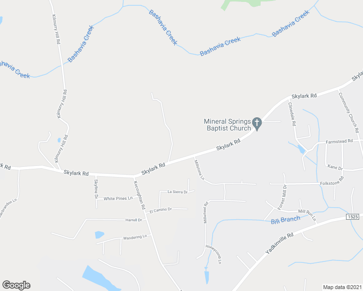 map of restaurants, bars, coffee shops, grocery stores, and more near 5707 Skylark Road in Pfafftown