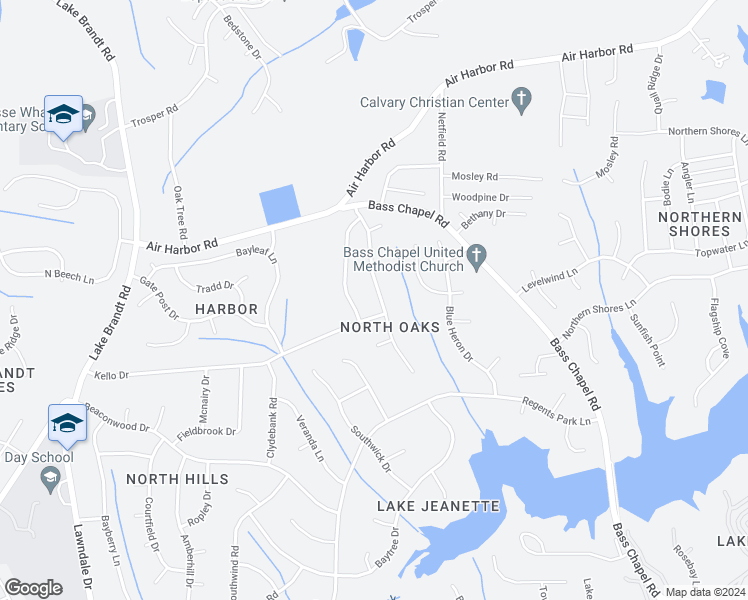 map of restaurants, bars, coffee shops, grocery stores, and more near 5305 North Oaks Drive in Greensboro