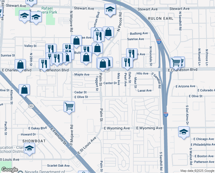 map of restaurants, bars, coffee shops, grocery stores, and more near 1039 June Avenue in Las Vegas
