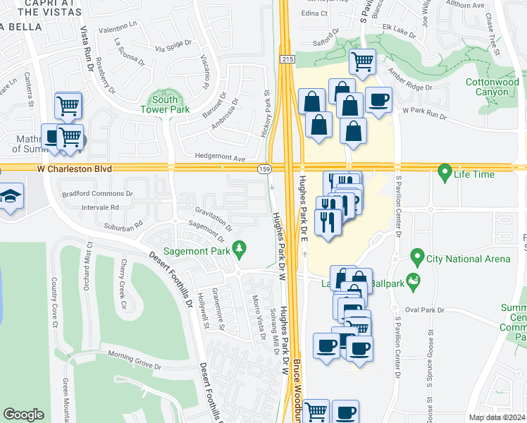 map of restaurants, bars, coffee shops, grocery stores, and more near 11273 Hidden Peak Avenue in Las Vegas