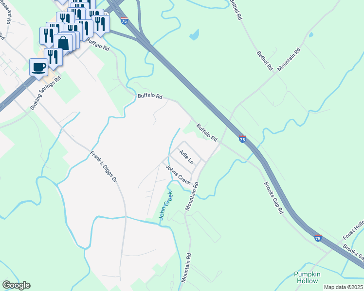 map of restaurants, bars, coffee shops, grocery stores, and more near 136 Brookfield Drive in Clinton