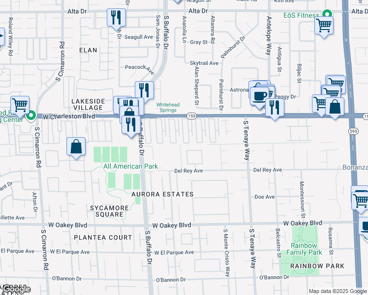 map of restaurants, bars, coffee shops, grocery stores, and more near 7540 Crystal Cave Drive in Las Vegas