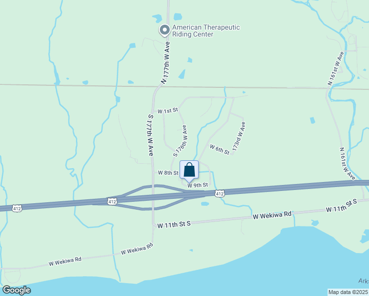 map of restaurants, bars, coffee shops, grocery stores, and more near 235 South 176th West Avenue in Sand Springs
