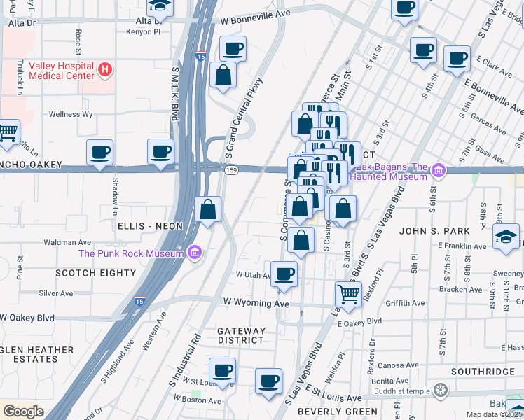 map of restaurants, bars, coffee shops, grocery stores, and more near 1200 S Commerce St in Las Vegas