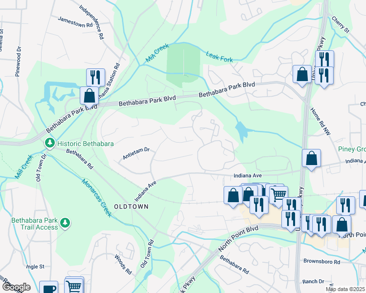 map of restaurants, bars, coffee shops, grocery stores, and more near 5668 Chancellorsville Drive Northwest in Winston-Salem