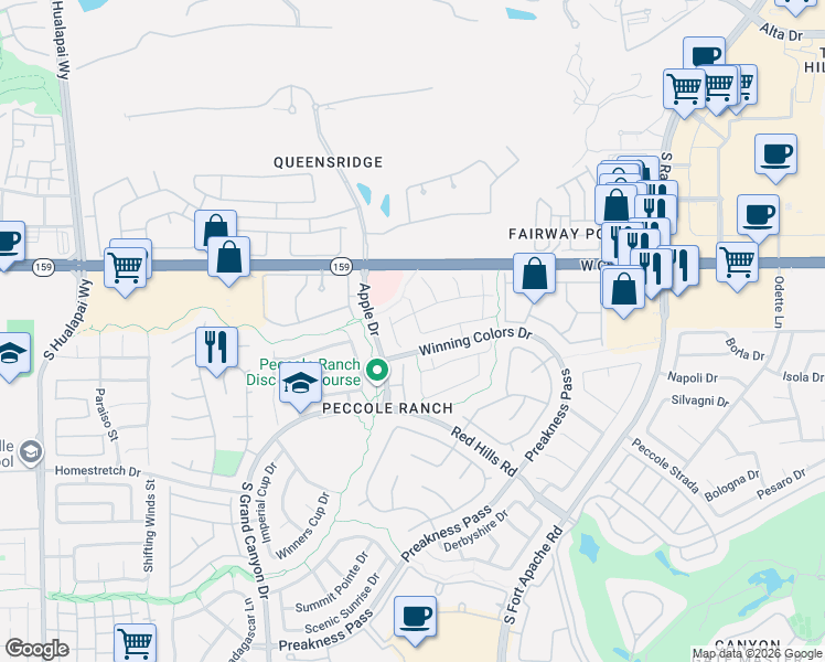 map of restaurants, bars, coffee shops, grocery stores, and more near 9373 Lotus Elan Drive in Las Vegas