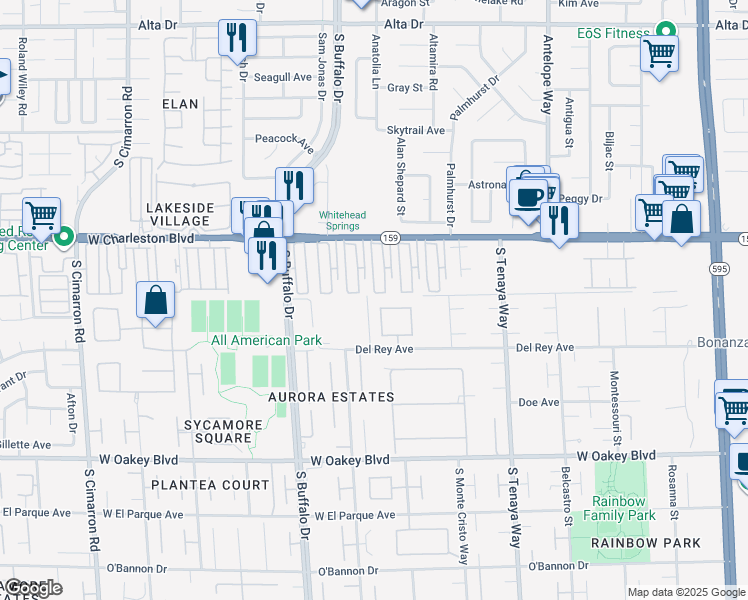 map of restaurants, bars, coffee shops, grocery stores, and more near 7540 Crystal Cave Drive in Las Vegas