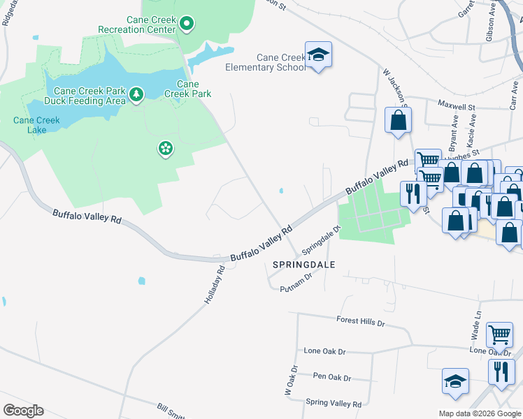 map of restaurants, bars, coffee shops, grocery stores, and more near 322 C C Camp Road in Cookeville