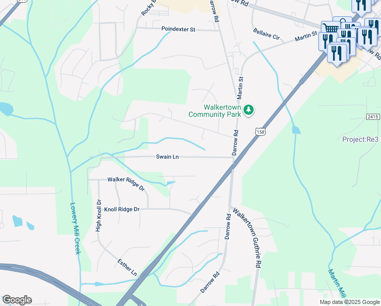 map of restaurants, bars, coffee shops, grocery stores, and more near 4665 Swain Lane in Walkertown