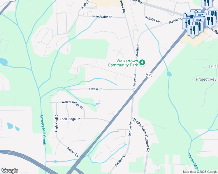 map of restaurants, bars, coffee shops, grocery stores, and more near 4665 Swain Lane in Walkertown
