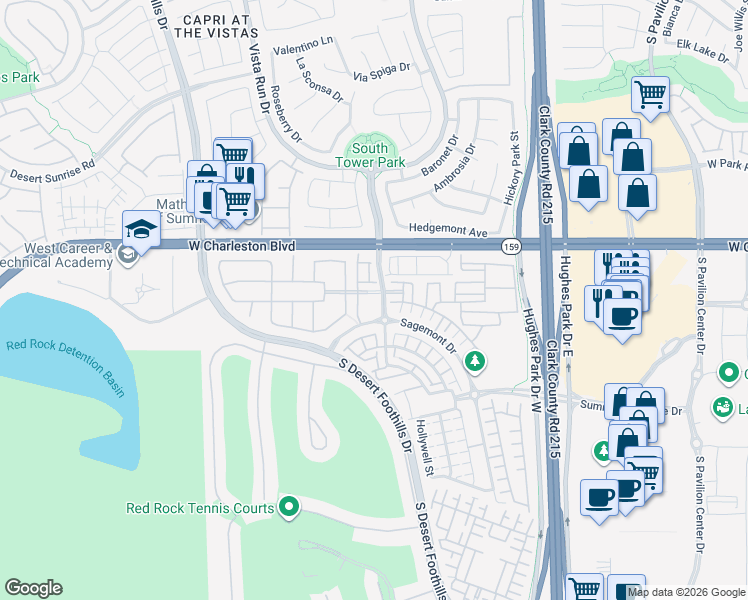 map of restaurants, bars, coffee shops, grocery stores, and more near 11441 Allerton Park Drive in Las Vegas