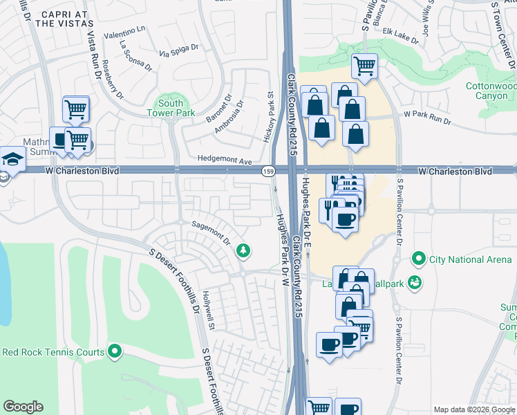 map of restaurants, bars, coffee shops, grocery stores, and more near 11256 Rainbow Peak Avenue in Las Vegas