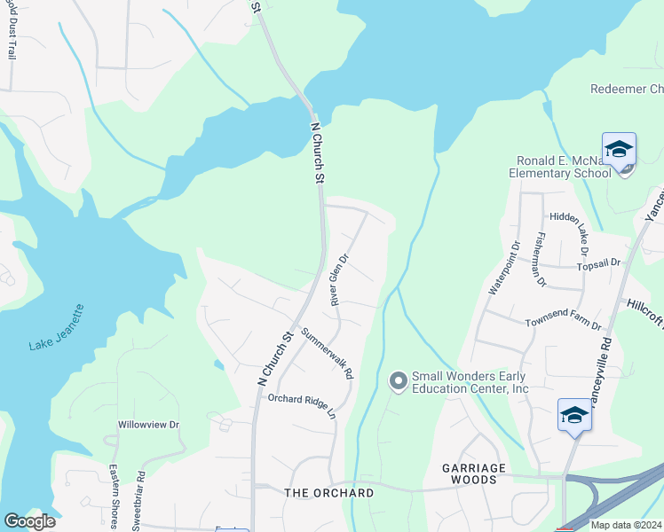 map of restaurants, bars, coffee shops, grocery stores, and more near 5715 River Glen Drive in Greensboro