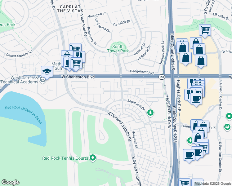 map of restaurants, bars, coffee shops, grocery stores, and more near 11441 Allerton Park Drive in Las Vegas