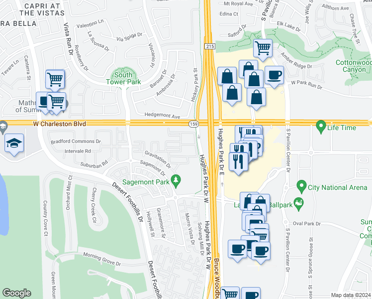 map of restaurants, bars, coffee shops, grocery stores, and more near 11273 Hidden Peak Avenue in Las Vegas