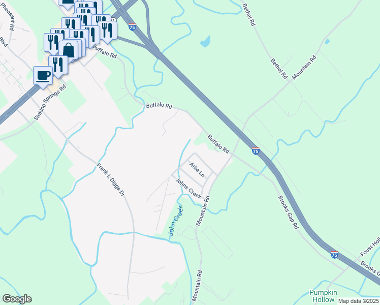 map of restaurants, bars, coffee shops, grocery stores, and more near 136 Brookfield Drive in Clinton