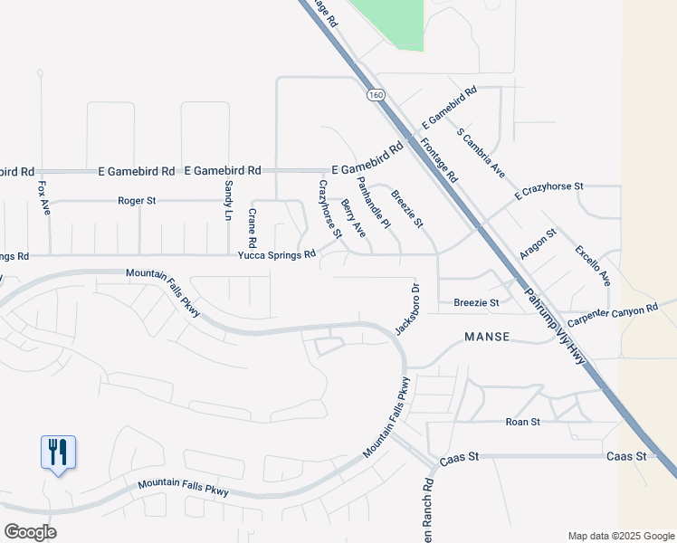 map of restaurants, bars, coffee shops, grocery stores, and more near 5776 Badlands Lane in Pahrump