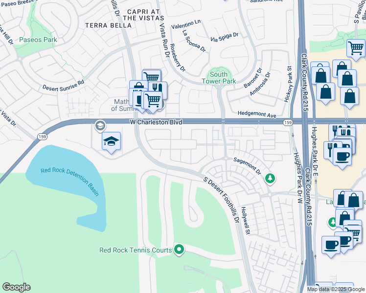 map of restaurants, bars, coffee shops, grocery stores, and more near 11620 Intervale Road in Las Vegas