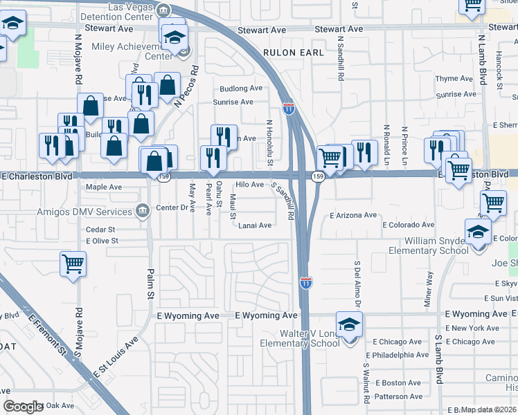 map of restaurants, bars, coffee shops, grocery stores, and more near 3685 Hawaii Avenue in Las Vegas