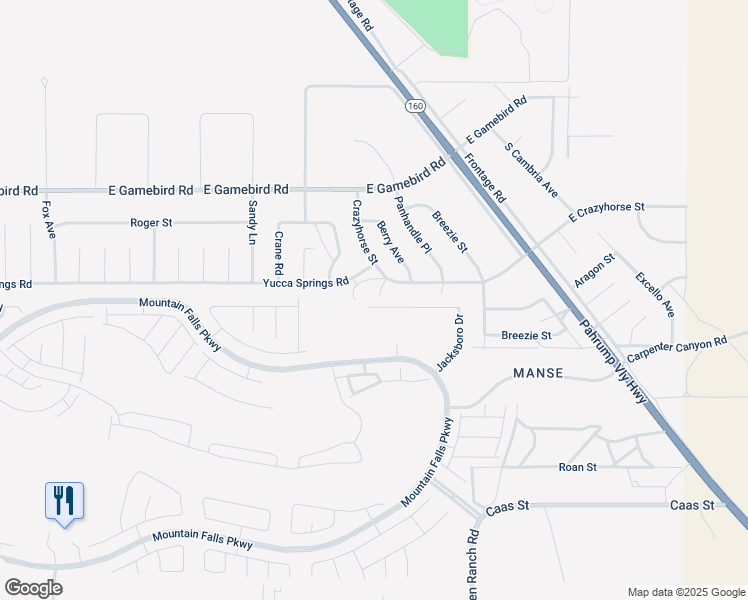 map of restaurants, bars, coffee shops, grocery stores, and more near 5776 Badlands Lane in Pahrump