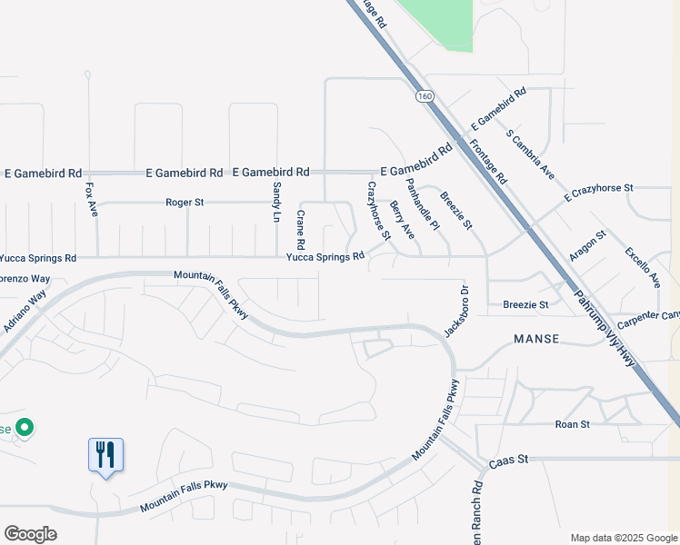 map of restaurants, bars, coffee shops, grocery stores, and more near 5688 Badlands Lane in Pahrump