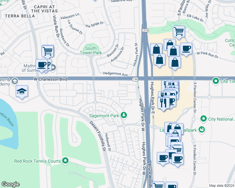 map of restaurants, bars, coffee shops, grocery stores, and more near Kraft Mountain Avenue in Las Vegas