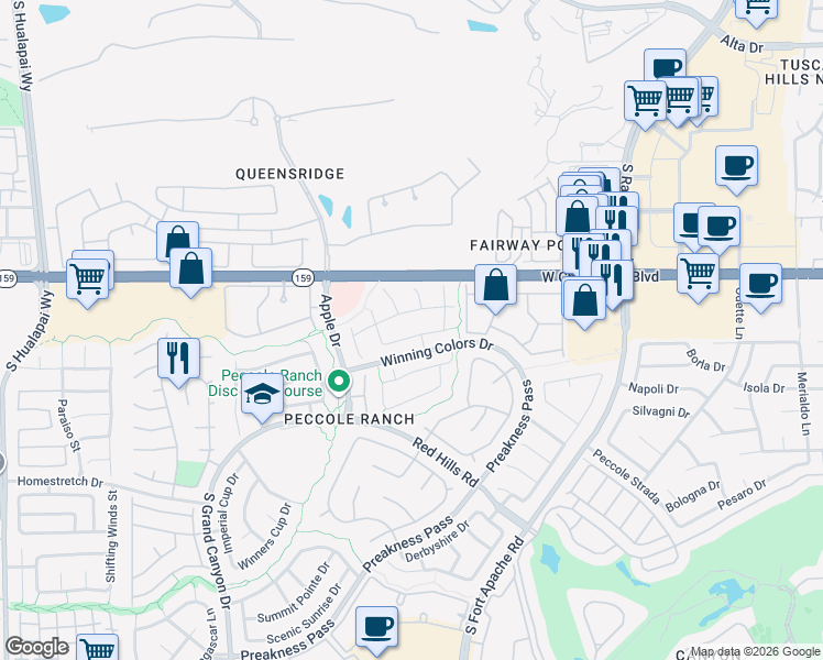 map of restaurants, bars, coffee shops, grocery stores, and more near 9373 Lotus Elan Drive in Las Vegas