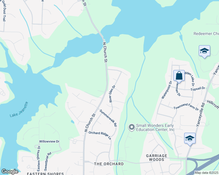 map of restaurants, bars, coffee shops, grocery stores, and more near 5717 River Glen Drive in Greensboro
