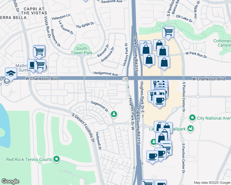 map of restaurants, bars, coffee shops, grocery stores, and more near 11273 Hidden Peak Avenue in Las Vegas