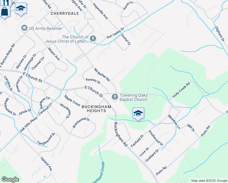 map of restaurants, bars, coffee shops, grocery stores, and more near 630 Mount Bethel Road in Greeneville