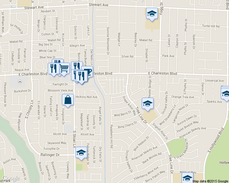 map of restaurants, bars, coffee shops, grocery stores, and more near 1281 Orange Meadow Street in Las Vegas