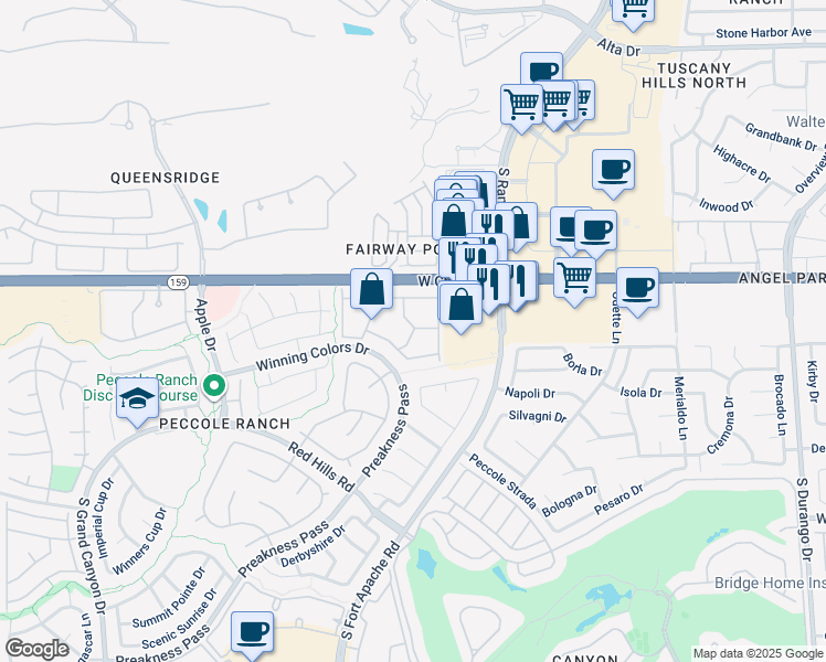 map of restaurants, bars, coffee shops, grocery stores, and more near 9225 West Charleston Boulevard in Las Vegas