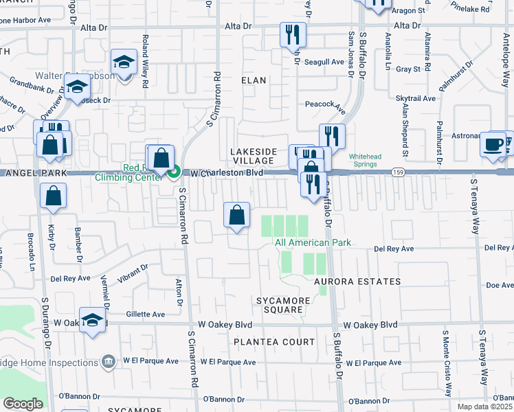 map of restaurants, bars, coffee shops, grocery stores, and more near 23 Warbonnet Way in Las Vegas