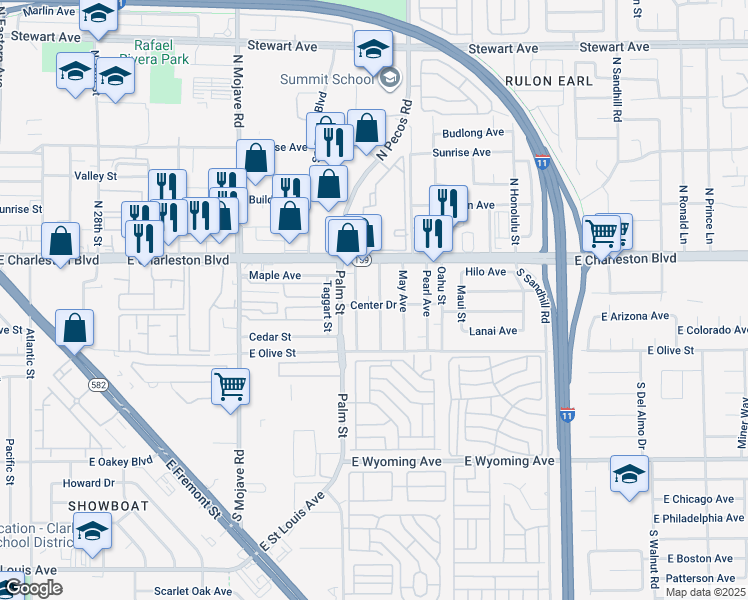 map of restaurants, bars, coffee shops, grocery stores, and more near 1039 June Avenue in Las Vegas