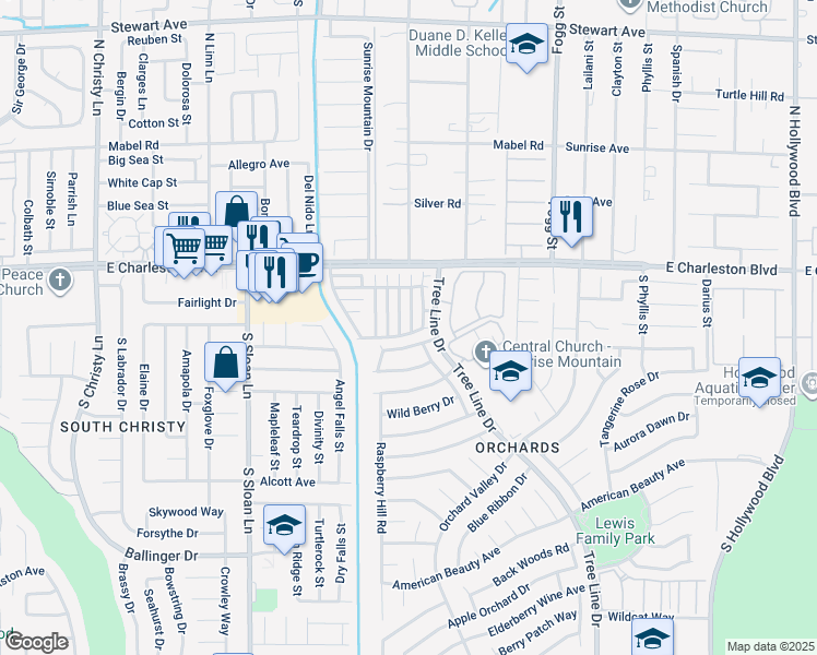 map of restaurants, bars, coffee shops, grocery stores, and more near 1291 Orange Meadow Street in Las Vegas