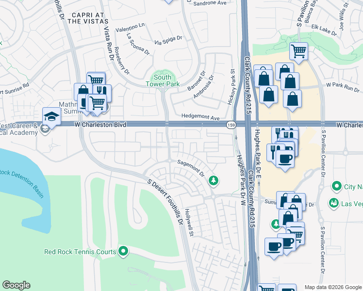 map of restaurants, bars, coffee shops, grocery stores, and more near 1246 Bow Peak Street in Las Vegas