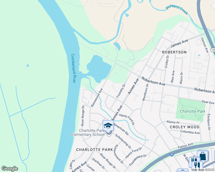 map of restaurants, bars, coffee shops, grocery stores, and more near 6417 Futura Court in Nashville