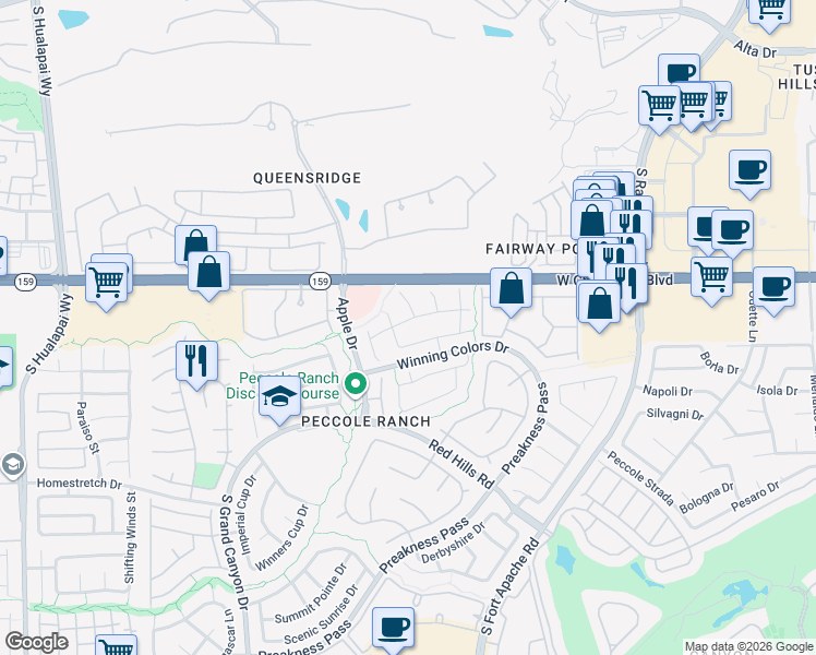 map of restaurants, bars, coffee shops, grocery stores, and more near 9373 Lotus Elan Drive in Las Vegas